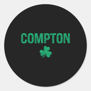 Sticker Rond Compton Irish Shamrock St Patrick's Day 