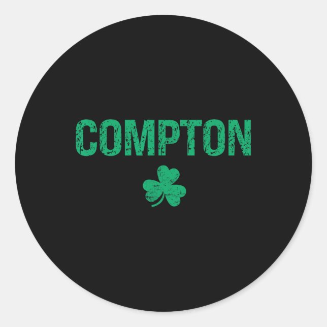 Sticker Rond Compton Irish Shamrock St Patrick's Day (Devant)