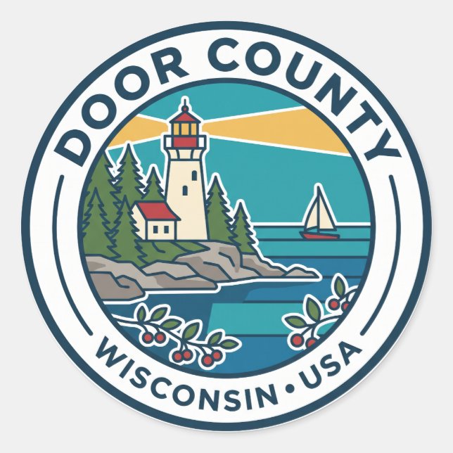 Sticker Rond Comté de Door Wisconsin (Devant)