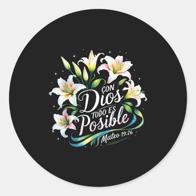 Sticker Rond Con Dios Todo Es Sible Mateo 19_26 Gift  (Devant)