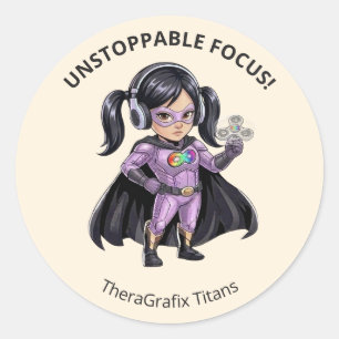 Sticker Rond Concentration Imparable Récompense Super-héros Péd