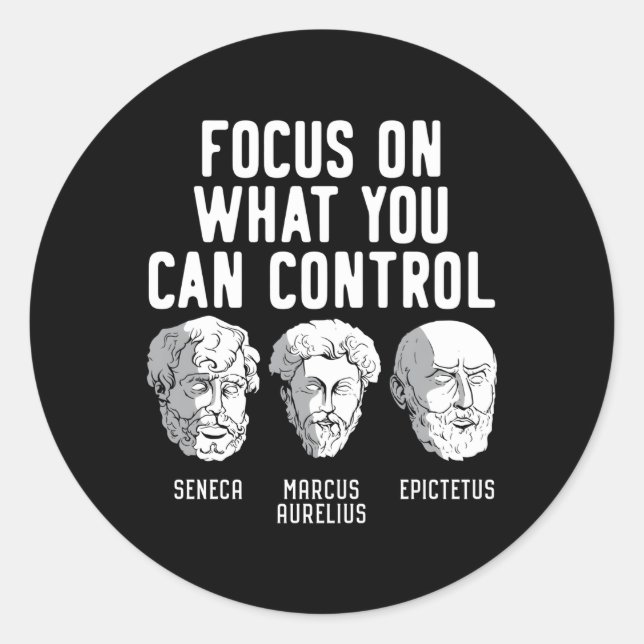 Sticker Rond Concentrez-vous sur W Vous pouvez contrôler stoïqu (Devant)