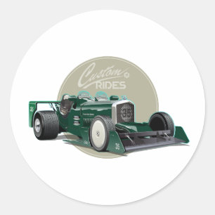 Sticker Rond Concept de voiture de course retro personnalisé