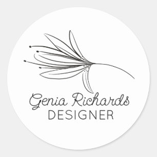 Sticker Rond Concepteur de fleurs de lys botaniques minimaliste