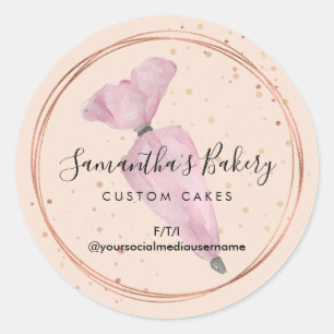 Sticker Rond Concepteur de gâteaux de pâtisserie en beige à poi