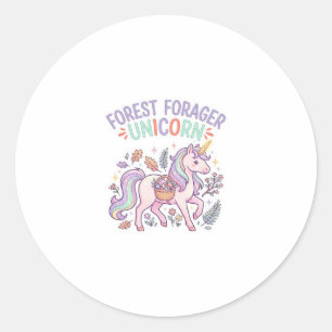 Sticker Rond Concepteur graphique de licorne de fourrageuse de