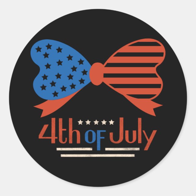 Sticker Rond Conception "4 juillet" Patriotique Bow personnalis (Devant)