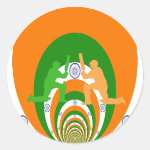 Sticker Rond Conception Abstraite de l'Esprit de Cricket Indien