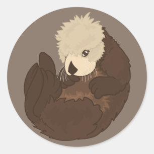 Sticker Rond Conception adorable d'autocollant de loutres de me
