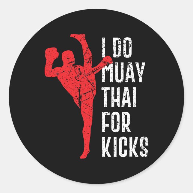 Sticker Rond Conception amusante de boxe thaïlandaise Muay Thai (Devant)