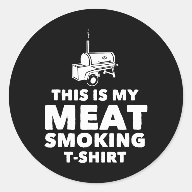 Sticker Rond Conception amusante de fumage de viande BBQ  (Devant)