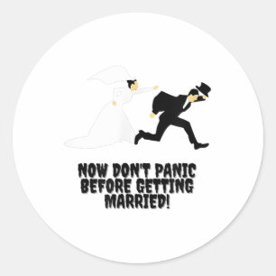 Sticker Rond Conception amusante _ La mariée poursuit sa mariée