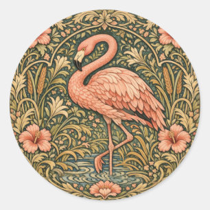Sticker Rond Conception art nouveau de flamant rose vintage