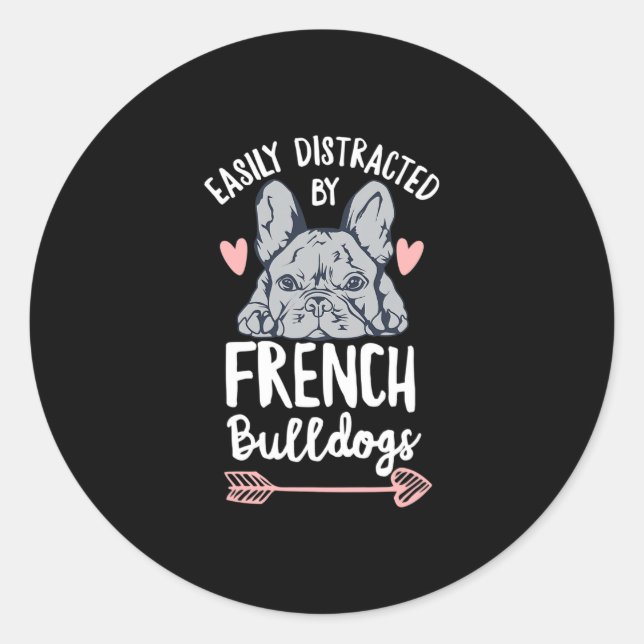 Sticker Rond Conception Bulldog Pour Un Propriétaire Français (Devant)