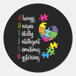 Sticker Rond Conception Cadeau De Sensibilisation sur l'autisme