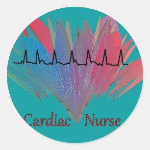 Sticker Rond Conception cardiaque de l'infirmière QRS