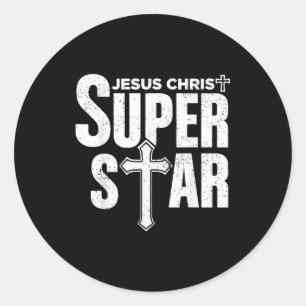 Sticker Rond Conception chrétienne vintage Jésus-Christ Super 