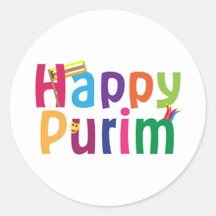Sticker Rond Conception colorée heureuse de Purim