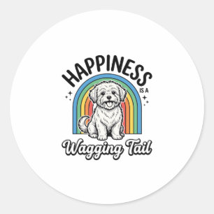 Sticker Rond Conception d'amant de chien de queue qui remue de