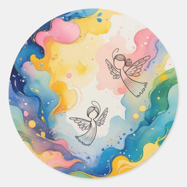 Sticker Rond Conception d'anges  (Devant)