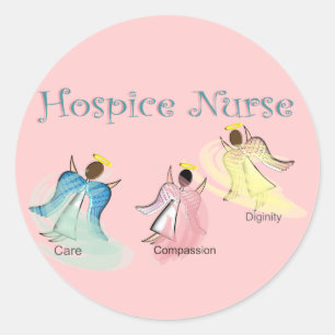 Sticker Rond Conception d'anges de l'infirmière 3 d'hospice