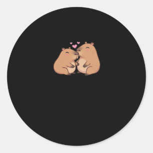 Sticker Rond Conception d'animal mignon Capy Mieux Ensemble