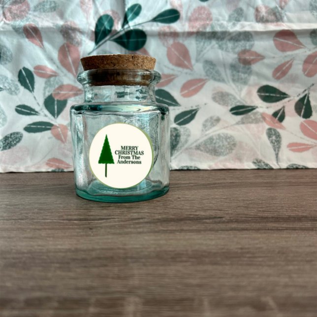 Sticker Rond Conception d'arbre de Noël vert funky (Créateur téléchargé)