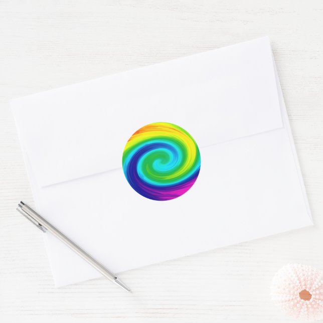 Sticker Rond Conception d'art abstrait de tourbillon arc-en-cie (Enveloppe)