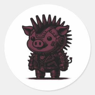 Sticker Rond Conception d'art vintage de paresseux cyborg Whims