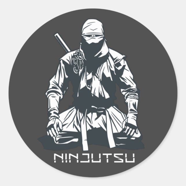 Sticker Rond Conception d'Assassin Ninjutsu Japonais Ninja (Devant)
