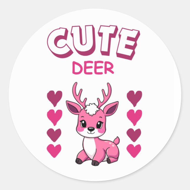 Sticker Rond conception d'autocollant de cerf mignon  (Devant)