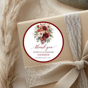 Sticker Rond Conception d'autocollant de mariage Bohème Bourgog