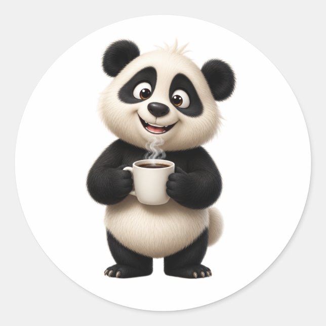 Sticker Rond Conception d'autocollant de panda mignon amateur d (Devant)