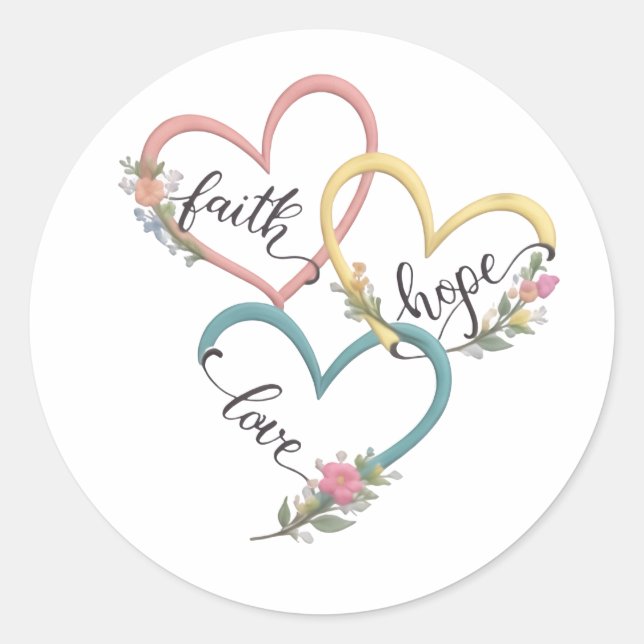 Sticker Rond Conception d'autocollant Foi Espérance Amour (Devant)