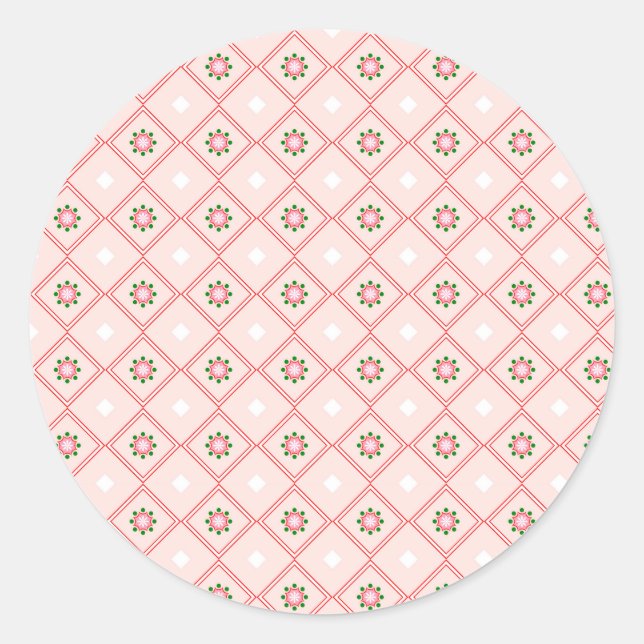 Sticker Rond Conception d'autocollant rond avec des motifs rose (Devant)