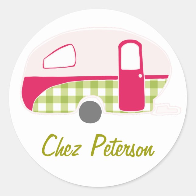 Sticker Rond Conception d'autocollants de caravane rétro person (Devant)