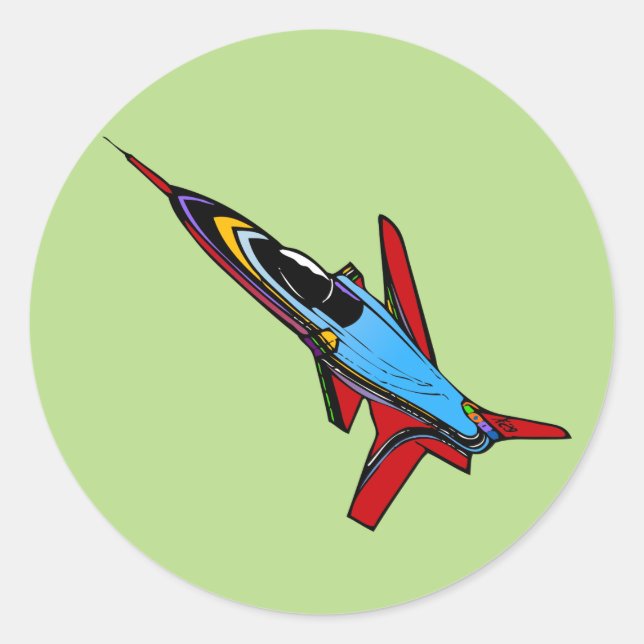 Sticker Rond Conception d'avion-chasse Supersonic Airforce pour (Devant)