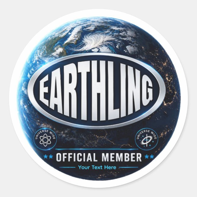 Sticker Rond Conception de badge de membre officiel Earthling (Devant)