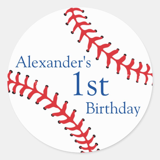 Sticker Rond Conception de base-ball avec nom personnalisé (Devant)