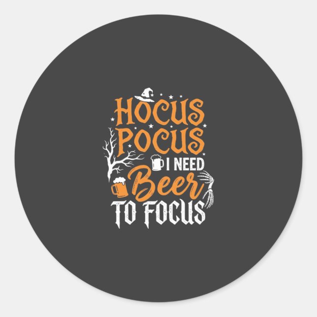 Sticker Rond Conception de bière Hocus Pocus Halloween_1 (Devant)