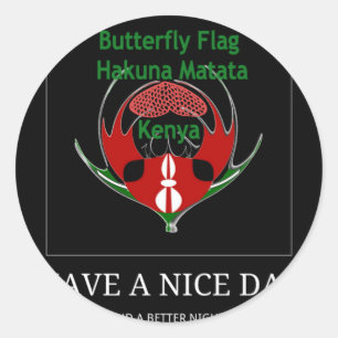 Sticker Rond Conception de bouclier kenyan : Drapeau papillon.