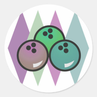 Sticker Rond conception de boules de bowling rétro