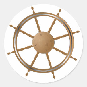 Sticker Rond Conception de boussole de roue de navire nautique