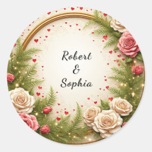 Sticker Rond Conception de cadre floral vibrant