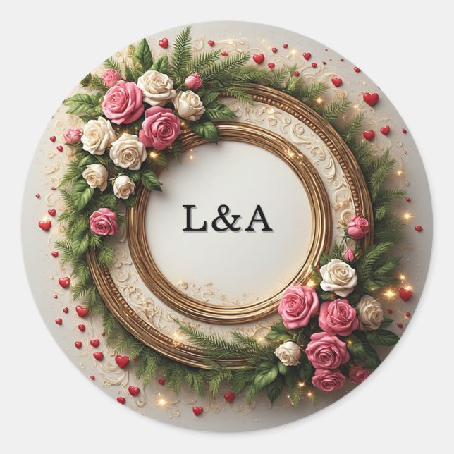 Sticker Rond Conception de cadre floral vibrant (Devant)