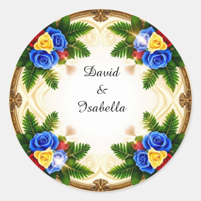 Sticker Rond Conception de cadre floral vibrant (Devant)