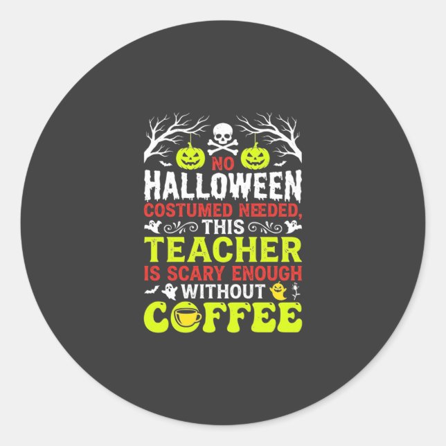 Sticker Rond Conception de café assez effrayante pour Halloween (Devant)