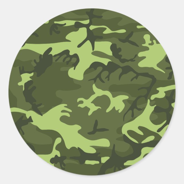 Sticker Rond Conception de camouflage de l'armée verte (Devant)