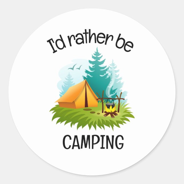 Sticker Rond Conception de camping  (Devant)