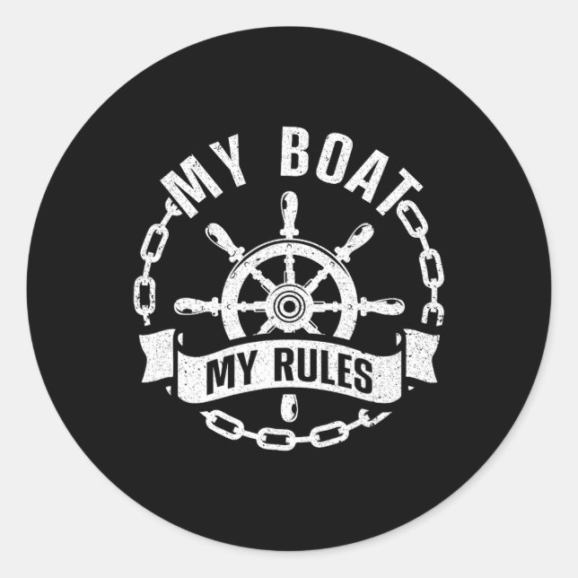 Sticker Rond Conception de capitaine de bateau cool pour hommes (Devant)
